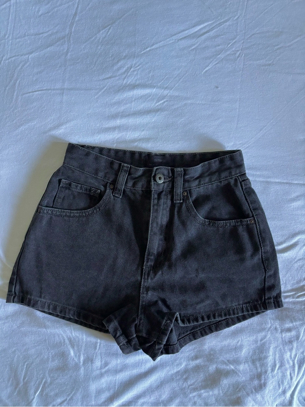 High-Rise Black Denim Women’s Shorts